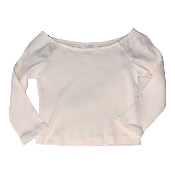 White forever 21 ribbed crop top - Picture 1 of 2
